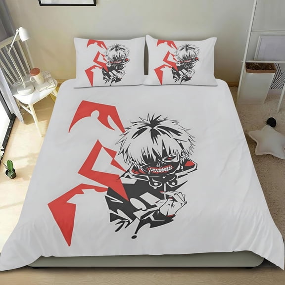 Tokyo Ghoul Themed Bed Sheet Set Three Piece Set 53x79 Inches Comfortable And Skin Friendly Unique Design Creating A Star Studded Night