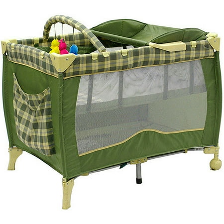 Incredible 2 Level Fullsize Play Yard with Changing Top - Green