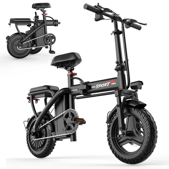 ASKGO Electric Bike for Adults, 14" Tires, 20 mph 25miles Long Range, 500W Motor, Electric Mountain Bike, 48V 10AH Removable Battery E Bike, Dual Disc Brakes, UL 2849 Certification