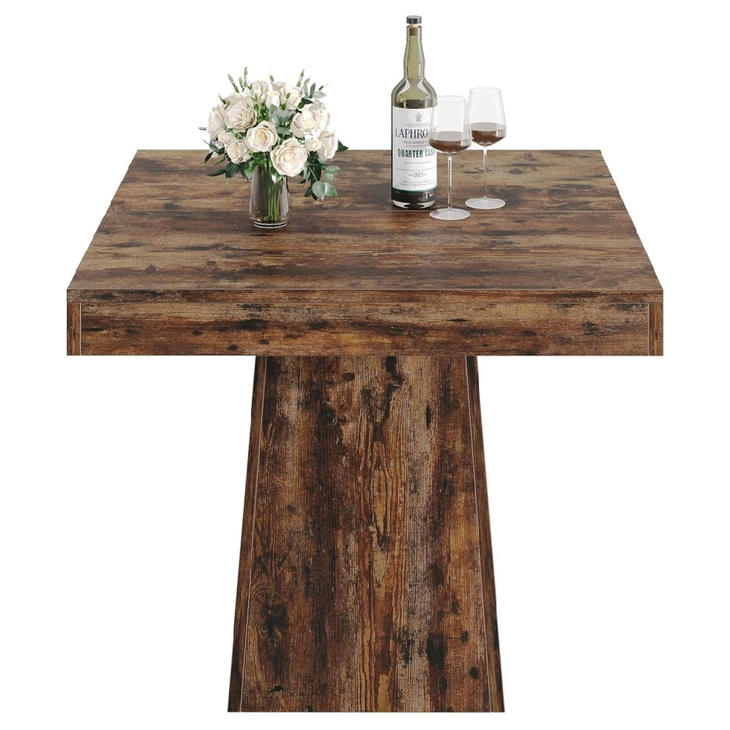 Dining Table, Farmhouse Style, Seats 4, Grey Wood Grain, 31.5 in L x 31.5 in W x 29.53 in H