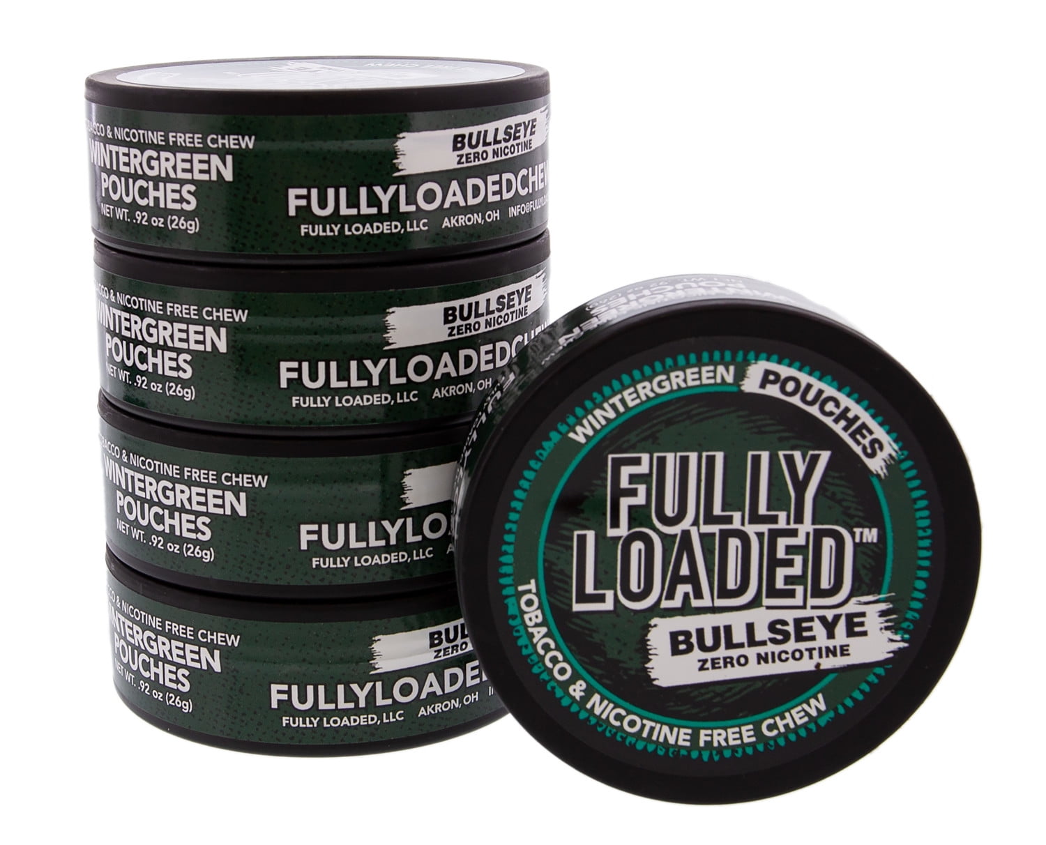Fully Loaded Chew Tobacco and Nicotine Free Wintergreen Bullseye