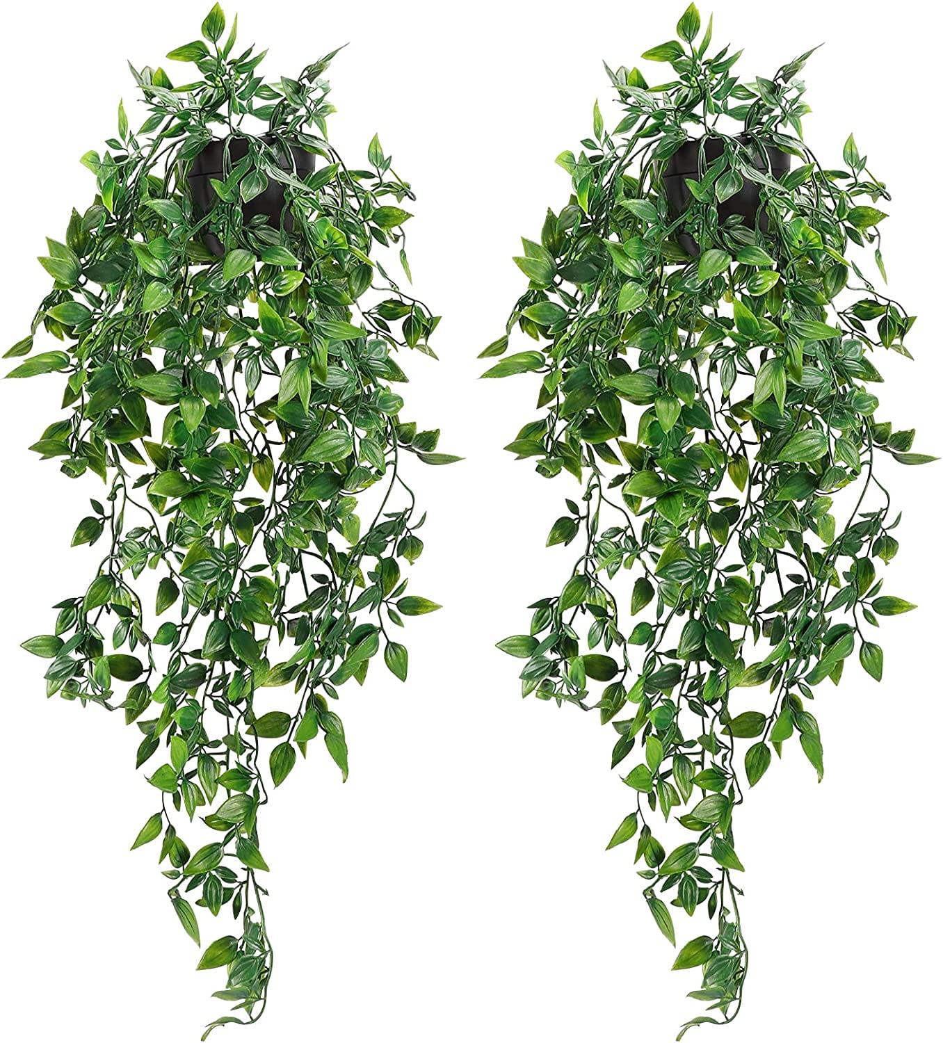 Coolmade 2 Pack Artificial Hanging Plants Fake Plants with Pots for House Bedroom Wall Garden