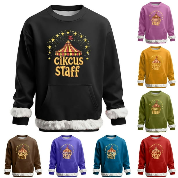 RKSTN Crew Neck Sweatshirts for Men Carnival Graphic Print Oversized Versatile Fleece Sweatshirt Mens Casual Round Neck Relaxed Fits Comfy Pullover Carnival Party Sweatshirt Top Fall Winter Clothes
