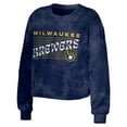 thumbnail image 2 of Women's WEAR by Erin Andrews Navy Milwaukee Brewers Tie-Dye Cropped Pullover Sweatshirt & Shorts Lounge Set, 2 of 5