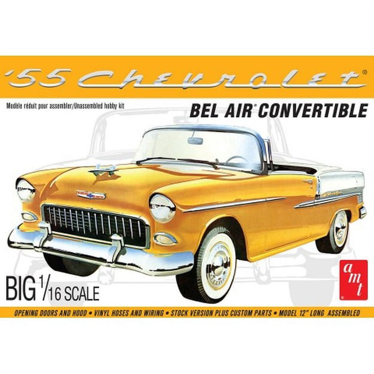 AMT AMT1134 Skill 3 Model Kit 1955 Chevrolet Bel Air Convertible 2 in 1 Kit 1 by 16 Scale Model