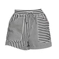 thumbnail image 4 of Yubnlvae Striped Summer Shorts - High Waist Elastic Beach Casual Shorts Black L, Striped Shorts for Women High Waisted Beach Casual Pull on Elastic Waist Summer Shorts with Pockets, 4 of 4