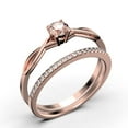 thumbnail image 3 of Infinity Loop 1.00 Carat Round Cut Morganite Engagement Ring, Twisted Wedding Band in 925 Sterling Silver With 18k Rose Gold Plating, Bridal Set, Matching Band, Anniversary, 3 of 3