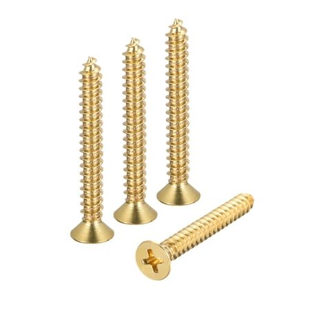 Uxcell M5x40mm Brass Wood Screws Phillips Flat Head Self Tapping Connector 4 Pack