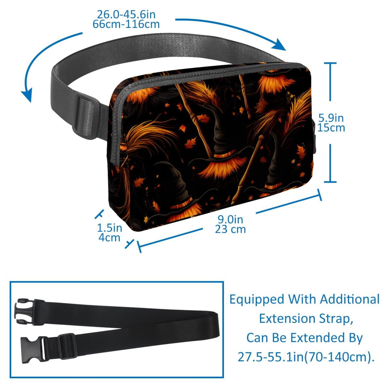 Halloween broomsticks Adjustable Lightweight Unisex Waist Bag Running Belt with Extension Strap Money Belt Holder