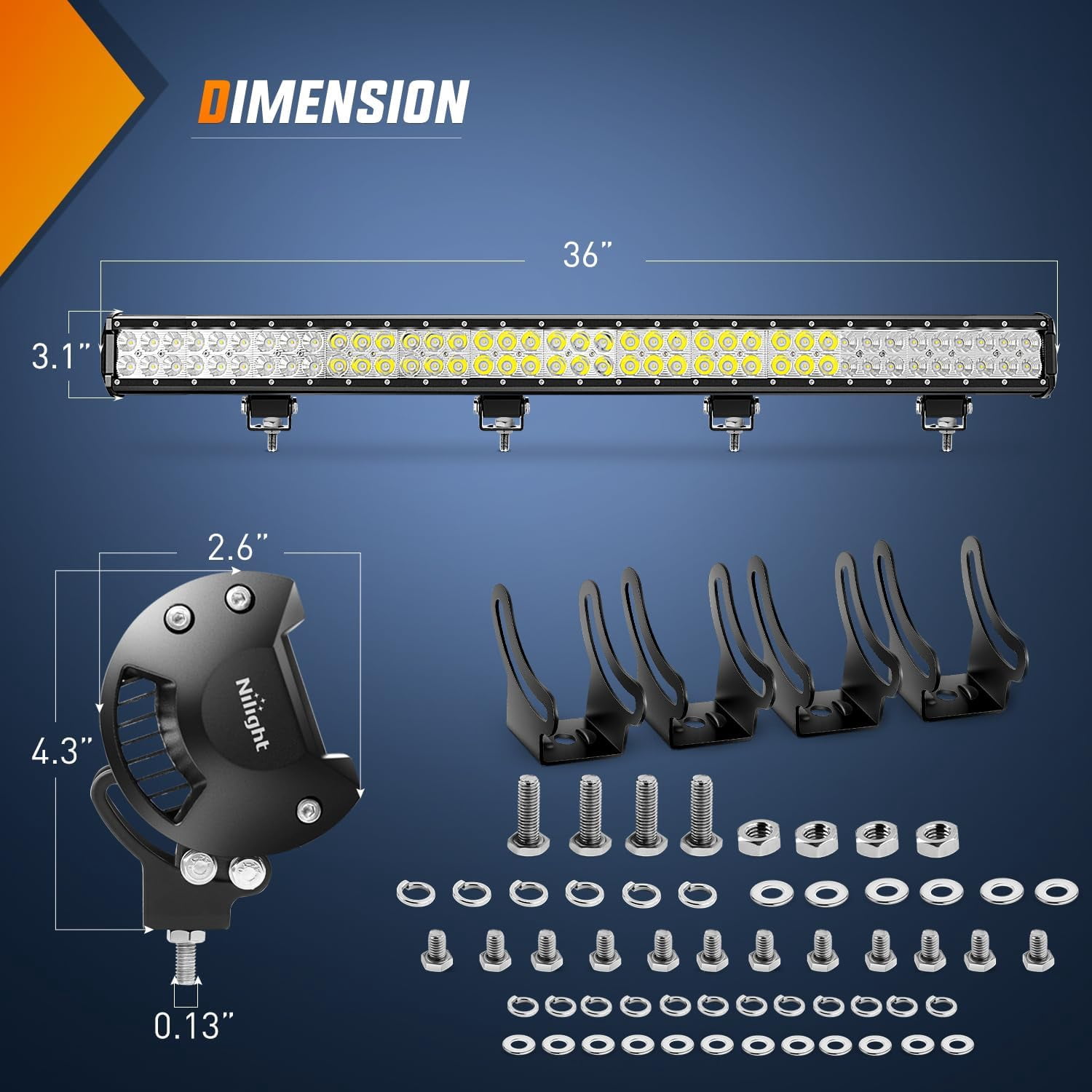 Nilight 36" 234W Led Light Bar Combo 24V 12V For Truck SUV Van Camper Wagon Car Pickup Off-road Driving Work Light