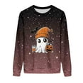 thumbnail image 4 of YUGYXL Womens Gradient Halloween Sweatshirts Fall Long Sleeve Ghost Graphic Pullovers Festival Party Tops Brown M, 4 of 9