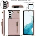 thumbnail image 5 of Samsung Galaxy S22 5G Cases with Card Holder for Women,Crossbody Phone Case for Samsung S22 with Strap,Leather PU Lanyard Magnetic Clasp Zipper Wallet Case with Kickstand,6.1" Rosegold, 5 of 13