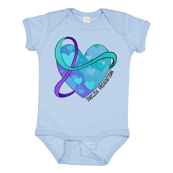 Inktastic Suicide Prevention Awareness Purple and Teal Heart Ribbon Boys or Girls Baby Bodysuit