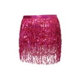 thumbnail image 5 of AvoDovA Women Sequin Tassels Mini Skirt High Waist Lace Up Fancy Shiny Glitter Fringe Half Dress Carnival Party, 5 of 6