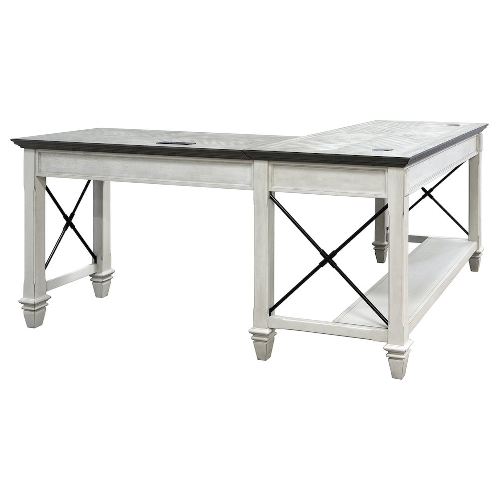 Martin Furniture Hartford Contemporary Wood L-Shaped Desk in Weathered White