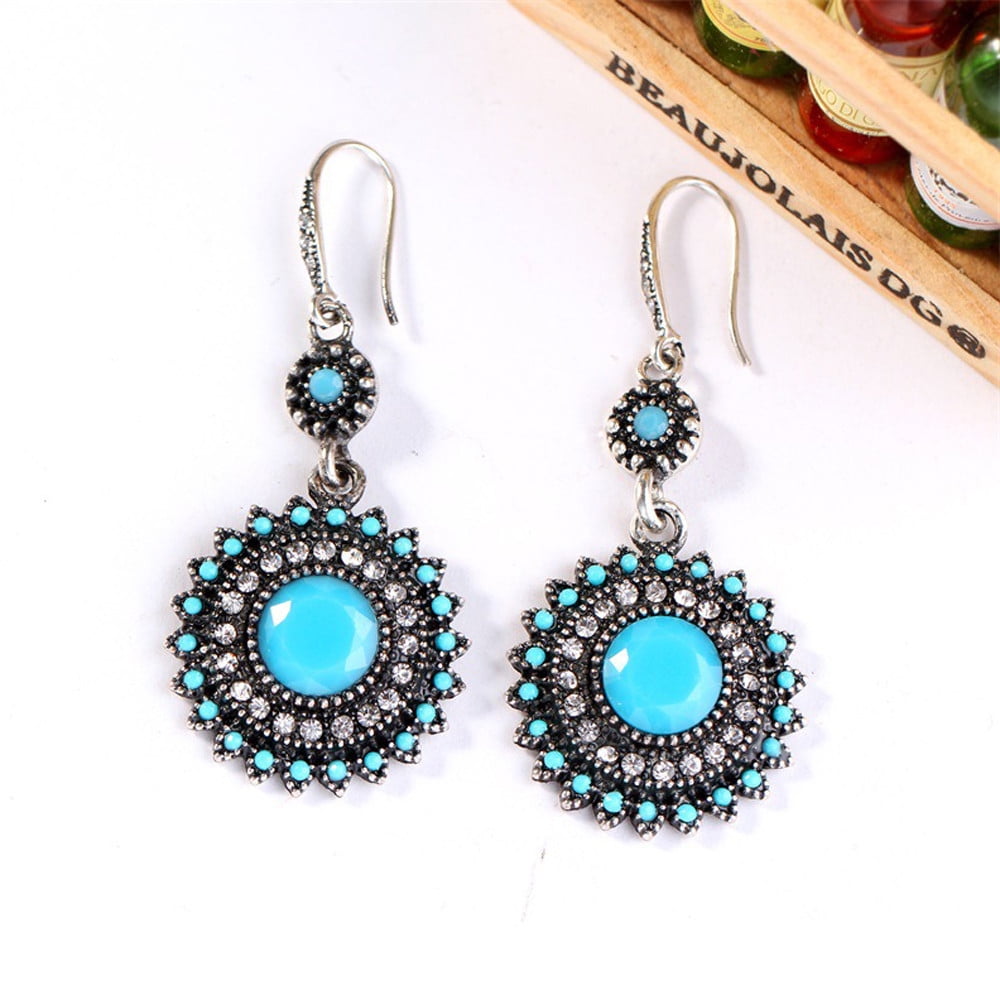 Poatren Bohemian Ear Studs Earrings For Women Black Ethnic Fashion