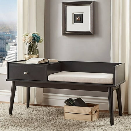 Chelsea Lane Ethan Entryway Bench With, Chelsea Lane Mirror End Table With Drawer Chrome