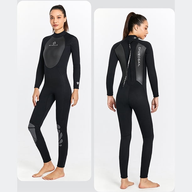 Trajes De Buceo Traje de neopreno de 3 mm Traje de baño elástico cálido de una pieza Traje de baño (Mujeres Negro M)