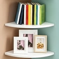 thumbnail image 5 of 1 Pc No Drill Corner Floating Wall Shelf Adhesive Mount Space Saving Sturdy Organizer for Kitchen Bathroom Living Room Bedroom 20x20cm, Multicolor, 5 of 5