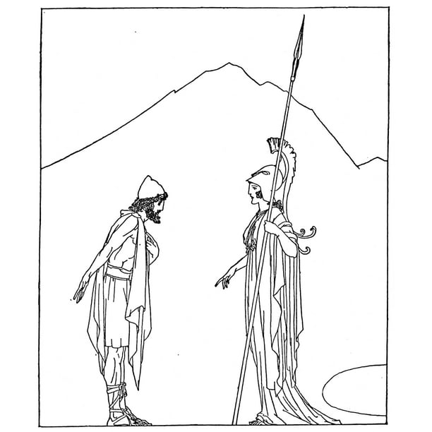 Homer The Odyssey Nodysseus And Pallas Athene Drawing C1918 By Willy Pogany Rolled Canvas Art 24 X 36 Walmart Com Walmart Com