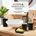thumbnail image 3 of Livhil 6 Pcs Bamboo and Plastic Bathroom Accessories Sets, Black, 3 of 7