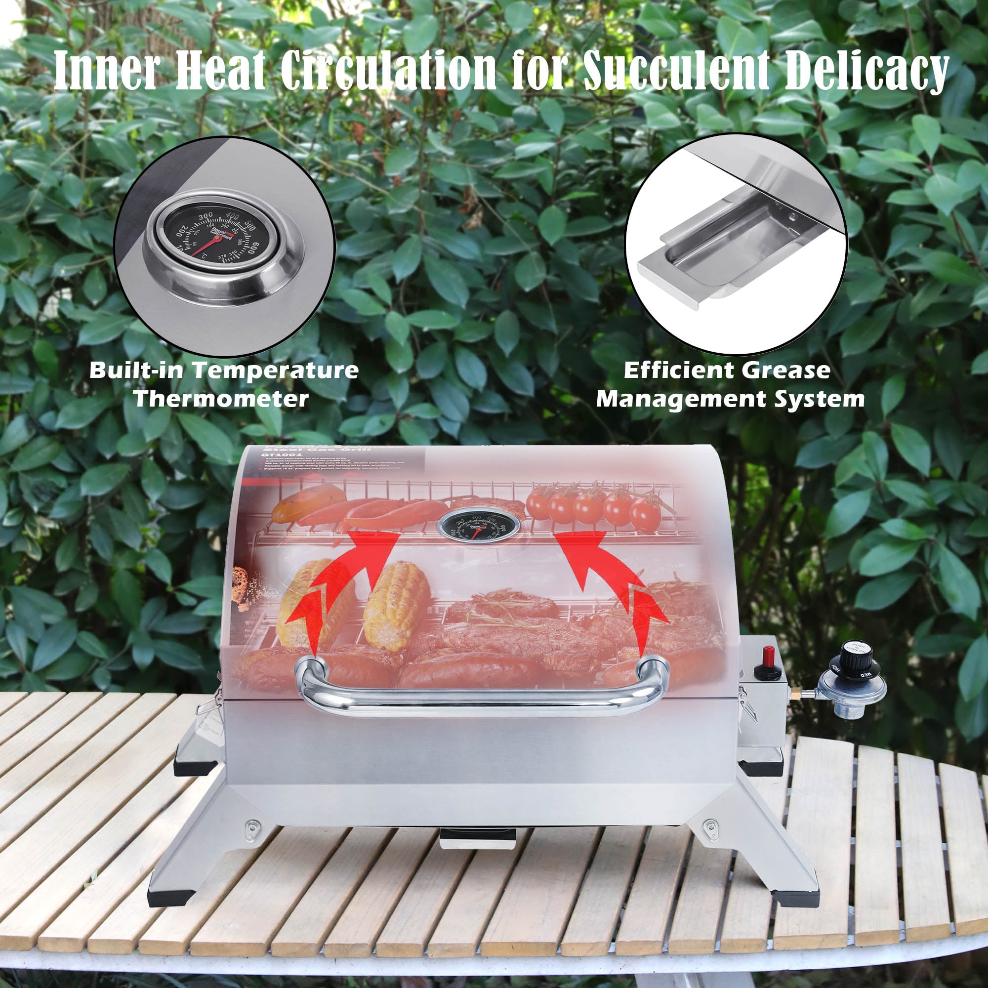 Silver Royal Gourmet GT1001 Tabletop Gas Folding Legs and Lockable Lid Portable Tailgate Grill 