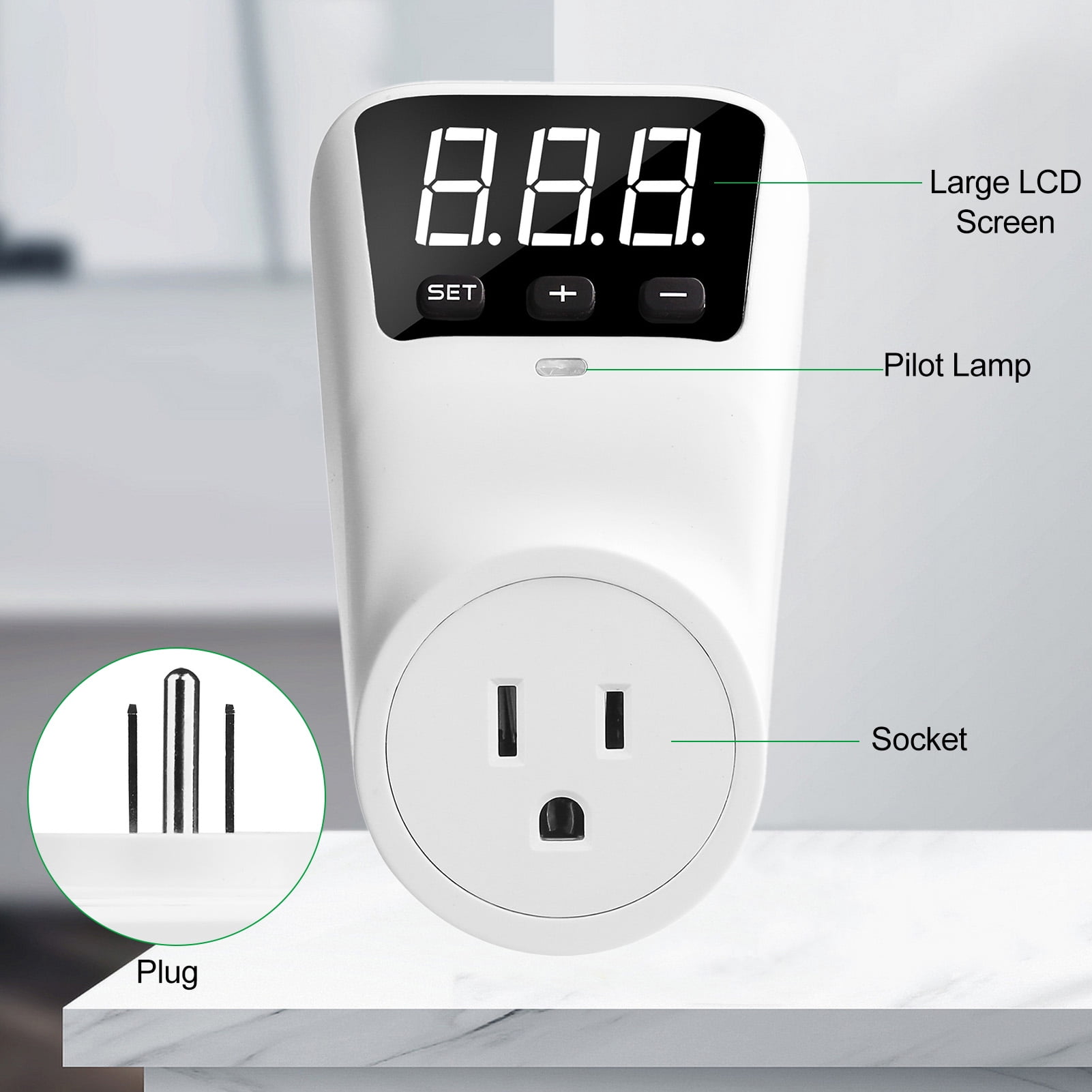 Digital Automatic Voltage Protector Socket 110V 16A LCD Display Power Surge Protector Socket Overcurrent Voltage Relay Protector Outlet