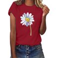thumbnail image 1 of Hauts d'Été pour Femmes, Blouses Décontractées Élégantes 2024, T-Shirts à Manches Courtes Imprimés, Col Rond, Ample, Rouge, 1 of 5