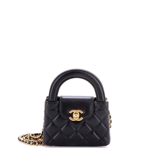 Pre-Owned Kelly Top Handle Shopping Bag Quilted Shiny Aged Calfskin Nano By Rebag