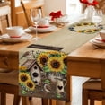 thumbnail image 5 of Farmhouse Sunflowers Table Runner - 72 Inch Long Western Star Vintage Sparrows Cotton and Linen Blended Dress Scarves Farmhouse Table Runner for Kitchen Dining, Coffee Table, 13" x 72", 5 of 8