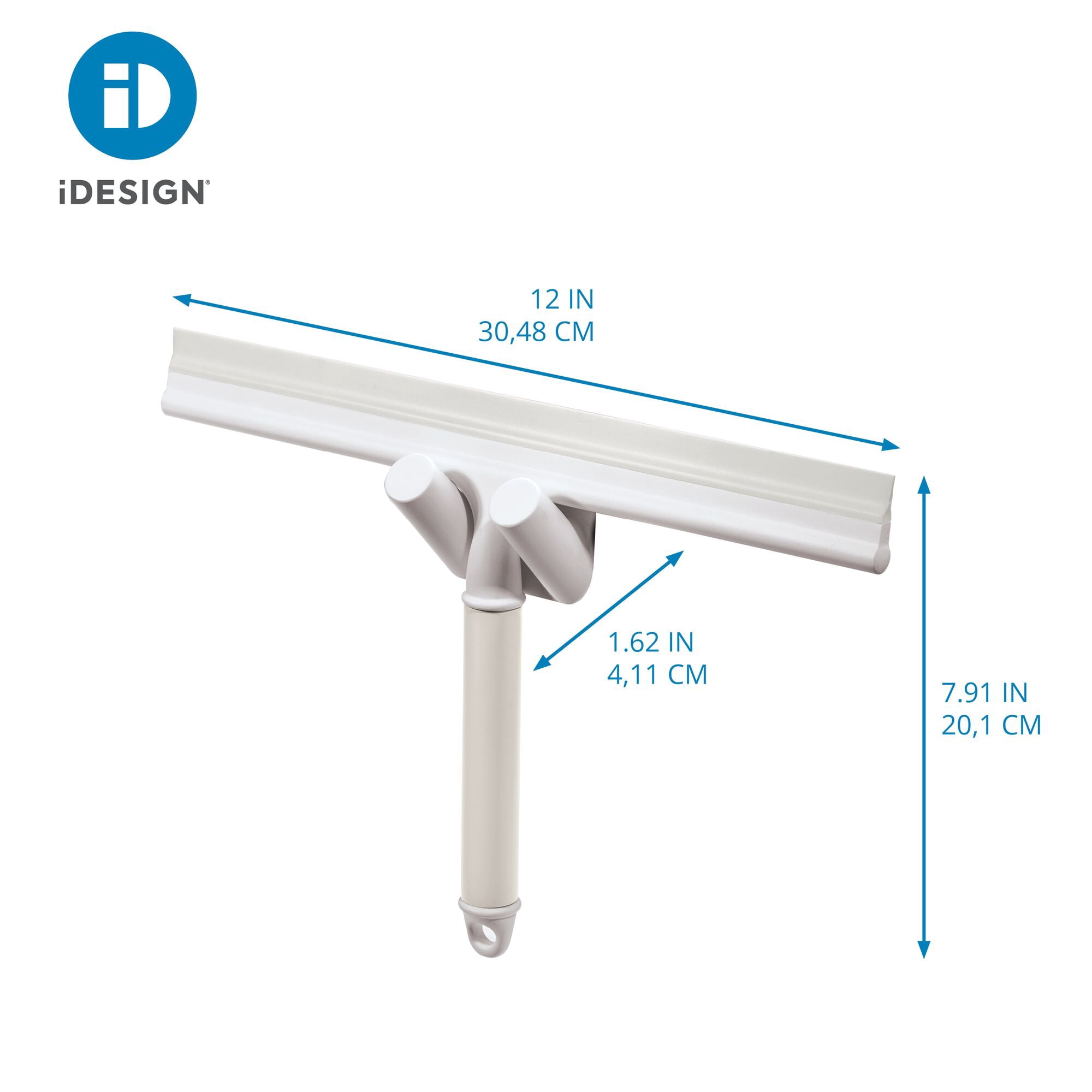 iDesign Shower Squeegee with Adhesive Hook – Berkley Collection - Coconut/White