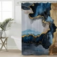 thumbnail image 2 of 72x78 Inch Shower Curtain Navy Blue Bathroom Decor Waterproof Fabric Bathtub Bath Curtains Decorative Abstract Color Block Vintage Modern Extra Long Shower Curtain Set with Hooks, 2 of 6