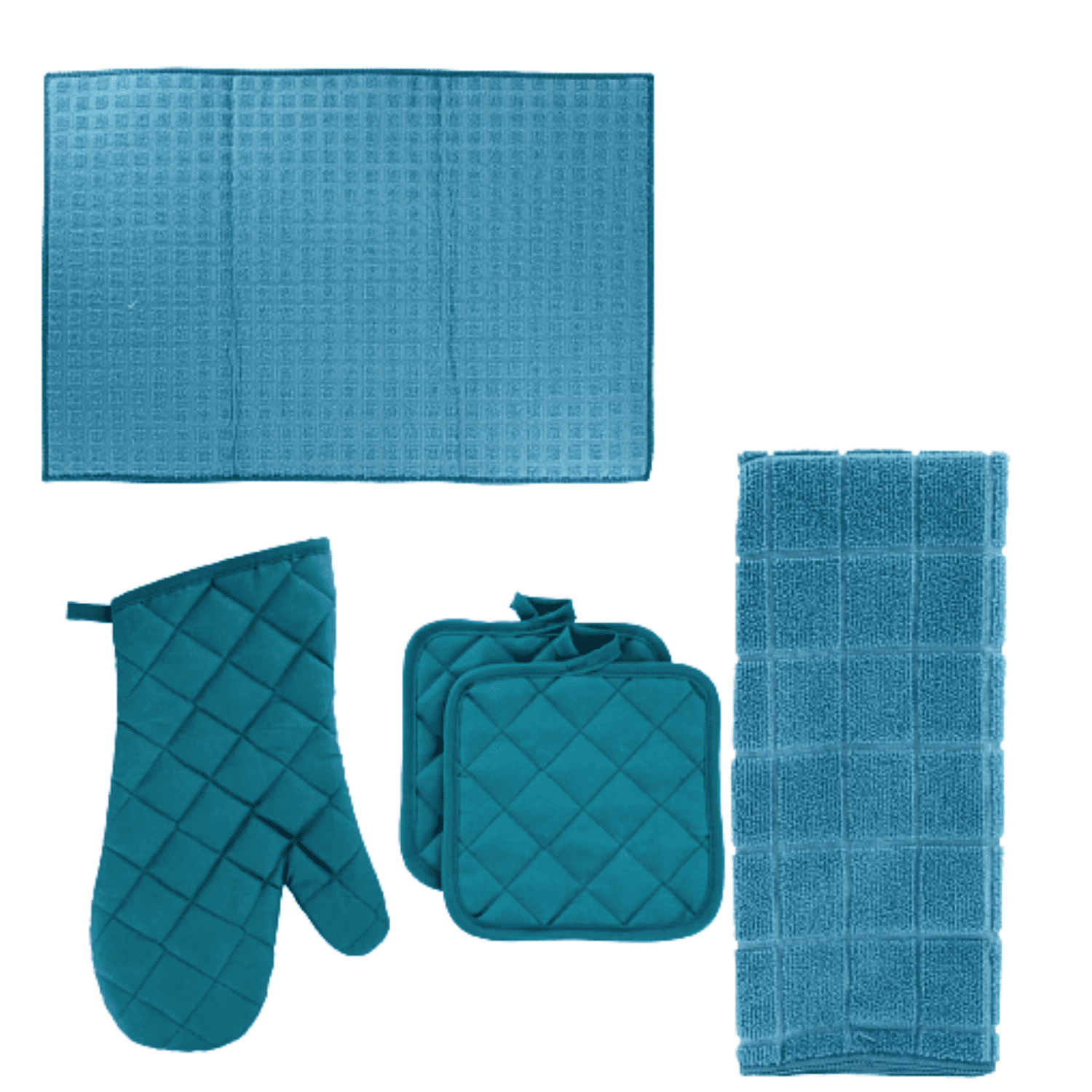 2 Pack of Turquoise or Red Cotton Kitchen Linen Quilted Stitch Oven Pot Holders 