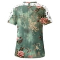 thumbnail image 2 of Camisas de Manga Corta para las Mujeres Impresión Cuello Redondo Suéter Encaje Camisa, Blusa de Verano Casual para las Mujeres, 2 of 5
