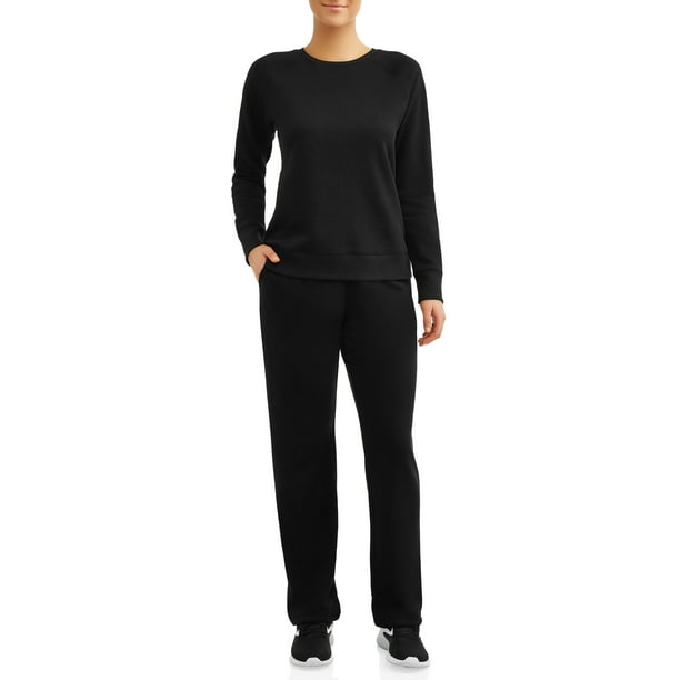 Time and Tru - Time and Tru Women's 2-Pack Fleece Sweatshirt/Open Bottom Pant - Walmart.com