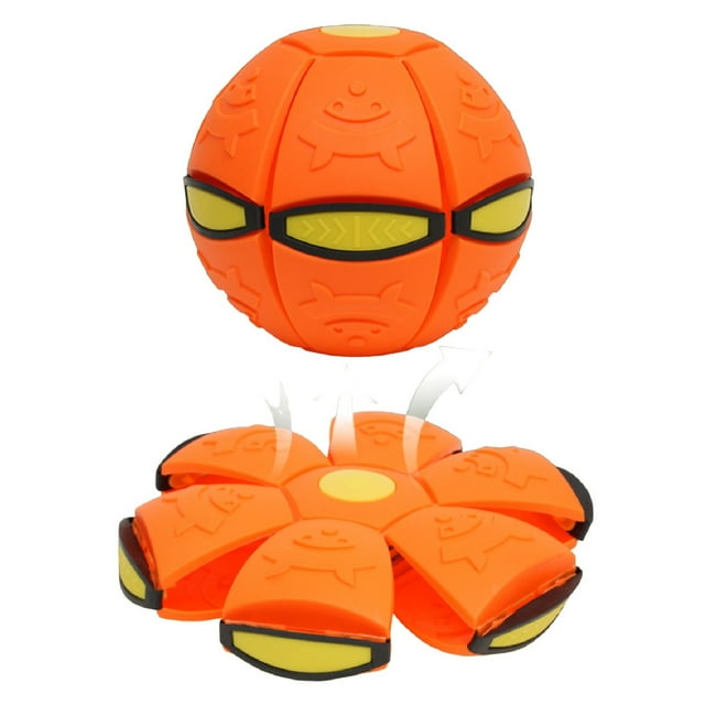 Non-LED Orange Bear Design Upgraded Stomp & Bounce Flying Disc Ball for Kids - Durable Plastic Outdoor Play Toy, Promotes Coordination & Active Fun, Suitable for All Ages, Compact 22.5cm Folded Size,