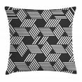 thumbnail image 1 of Grey Throw Pillow Cushion Cover, Abstract Art with Stripes and Hexagons Geometrical Irregular Design Illustration, Decorative Square Accent Pillow Case, 20" X 20", Dark Grey White, by Ambesonne, 1 of 2