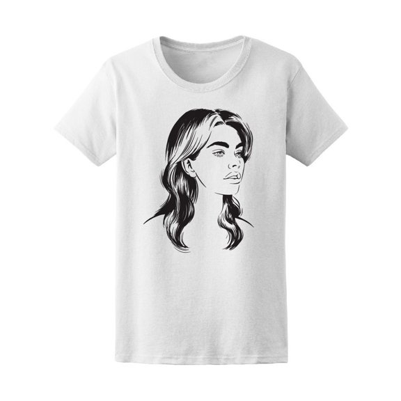 Beautiful Woman Closeup Sketch Tee Women's -Image by Shutterstock