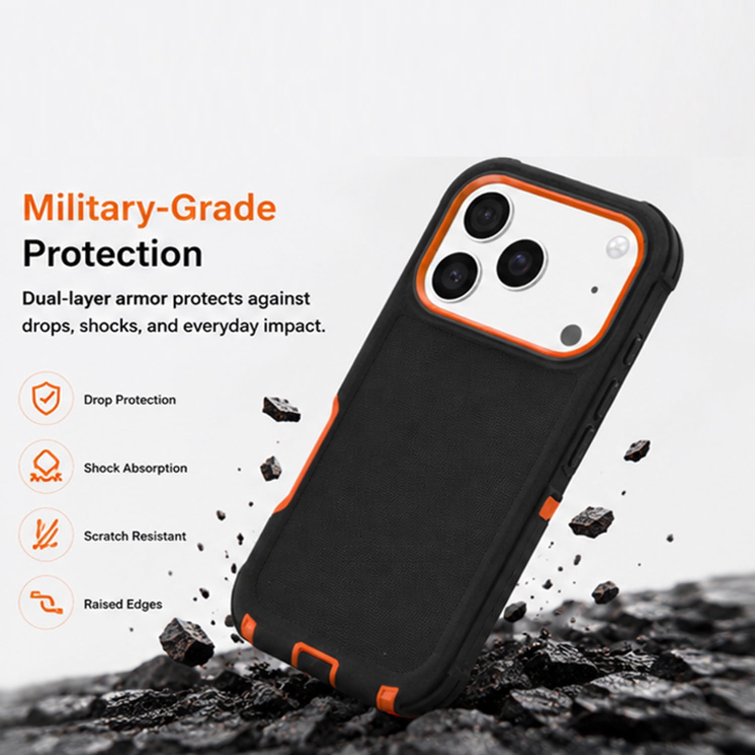 BLACK & ORANGE Heavy Duty Case for iPhone 17 Pro Max