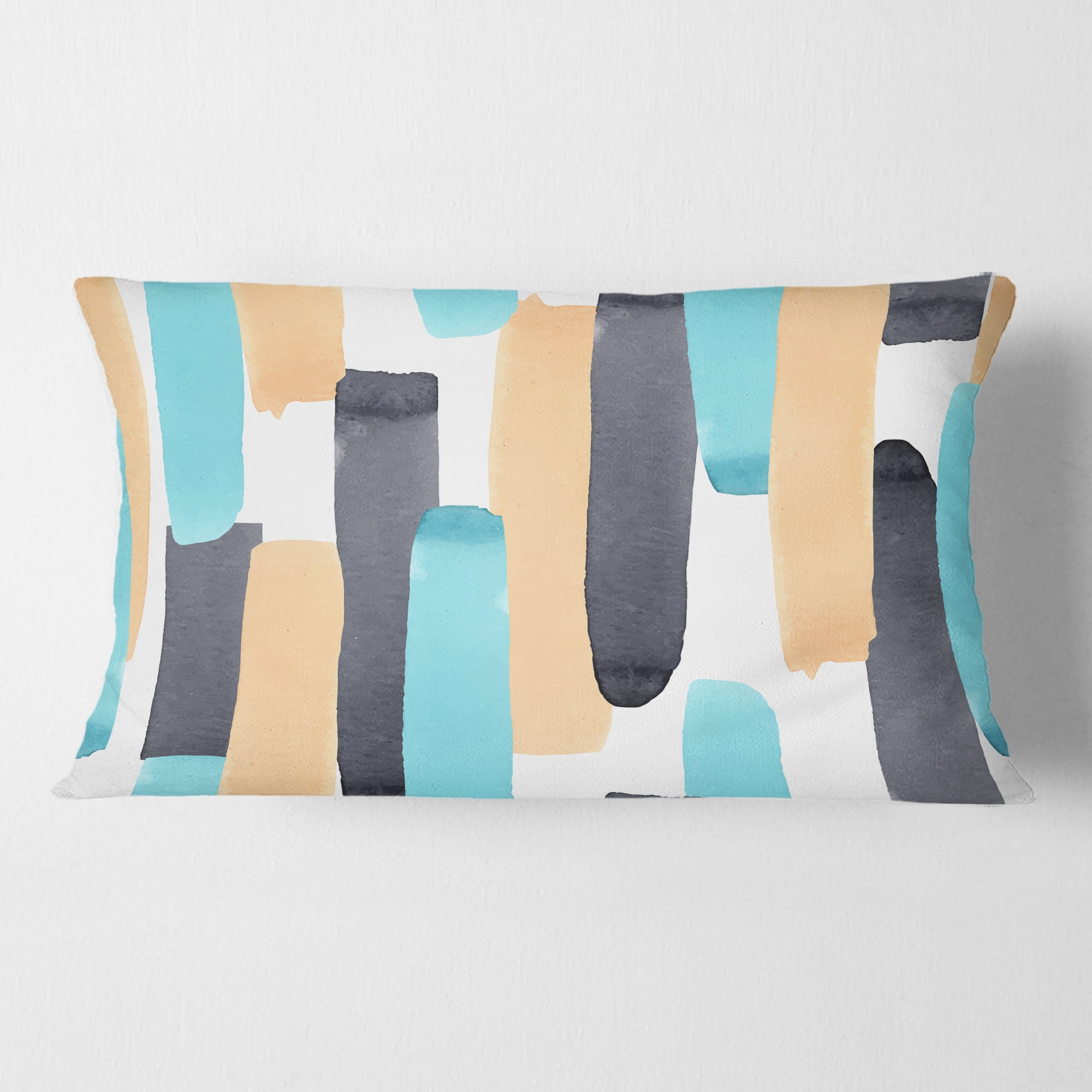 Designart Retro Geometrical Abstract I' Mid-Century Modern Throw Pillow - 12x20