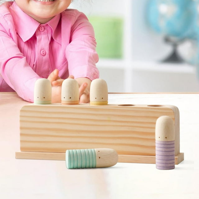 Wooden Rainbow Peg Dolls Shapes Sorting Toys Preschool Learning for Children Style A