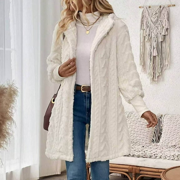 Ofreoo Women's Solid Fall And Winter Long Sleeve Cardigan Fashion Coat Tops Deal of the Week
