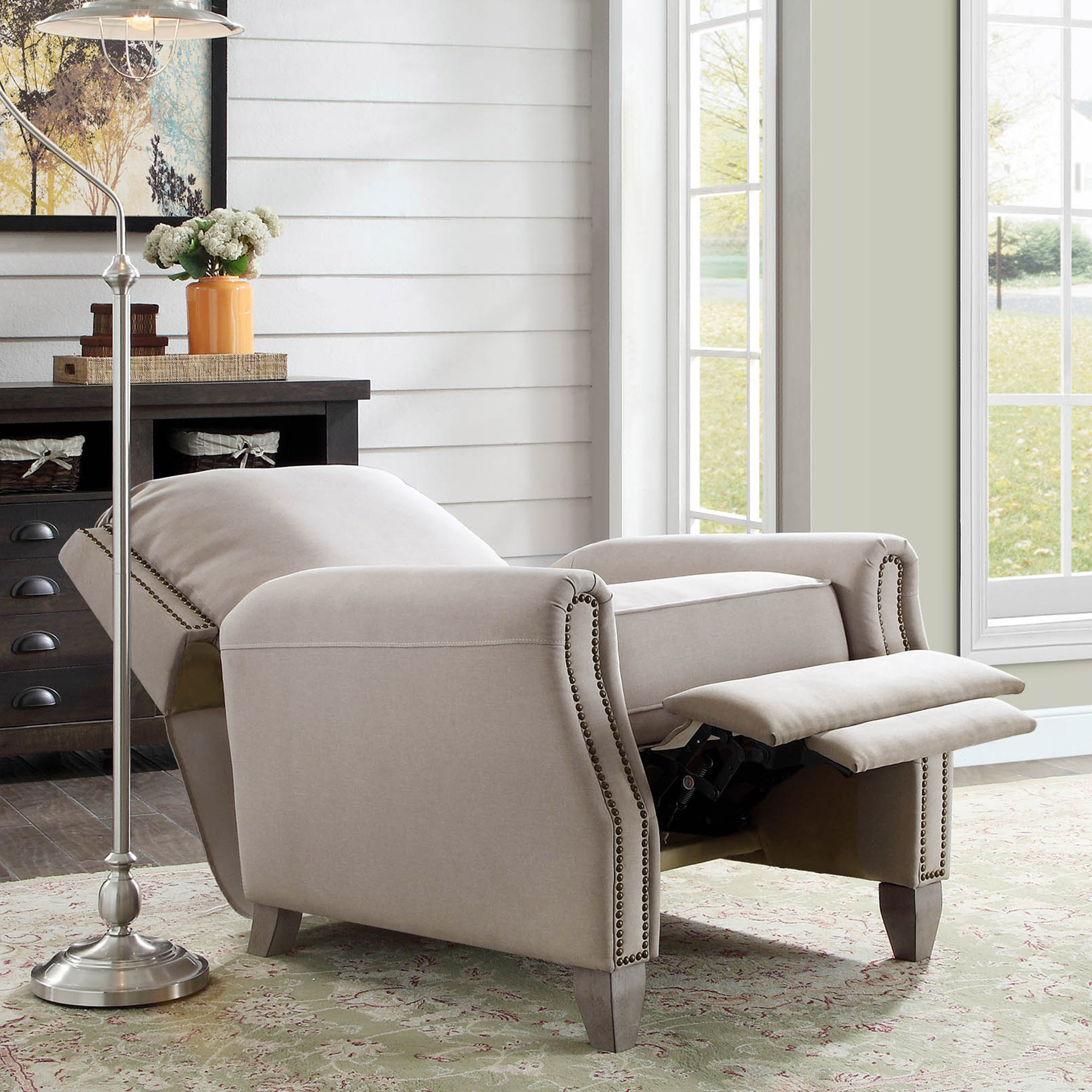 Better Homes and Gardens Pushback Recliner, Taupe Fabric Upholstery - image 2 of 7