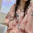 thumbnail image 4 of Pijamas de dibujos animados Kawaii Sanrios Anime MyMelody Cinnamoroll Kuromi para mujer, cárdigan de manga corta con estampado de verano, conjunto de ropa para el hogar, regalo, 4 of 4