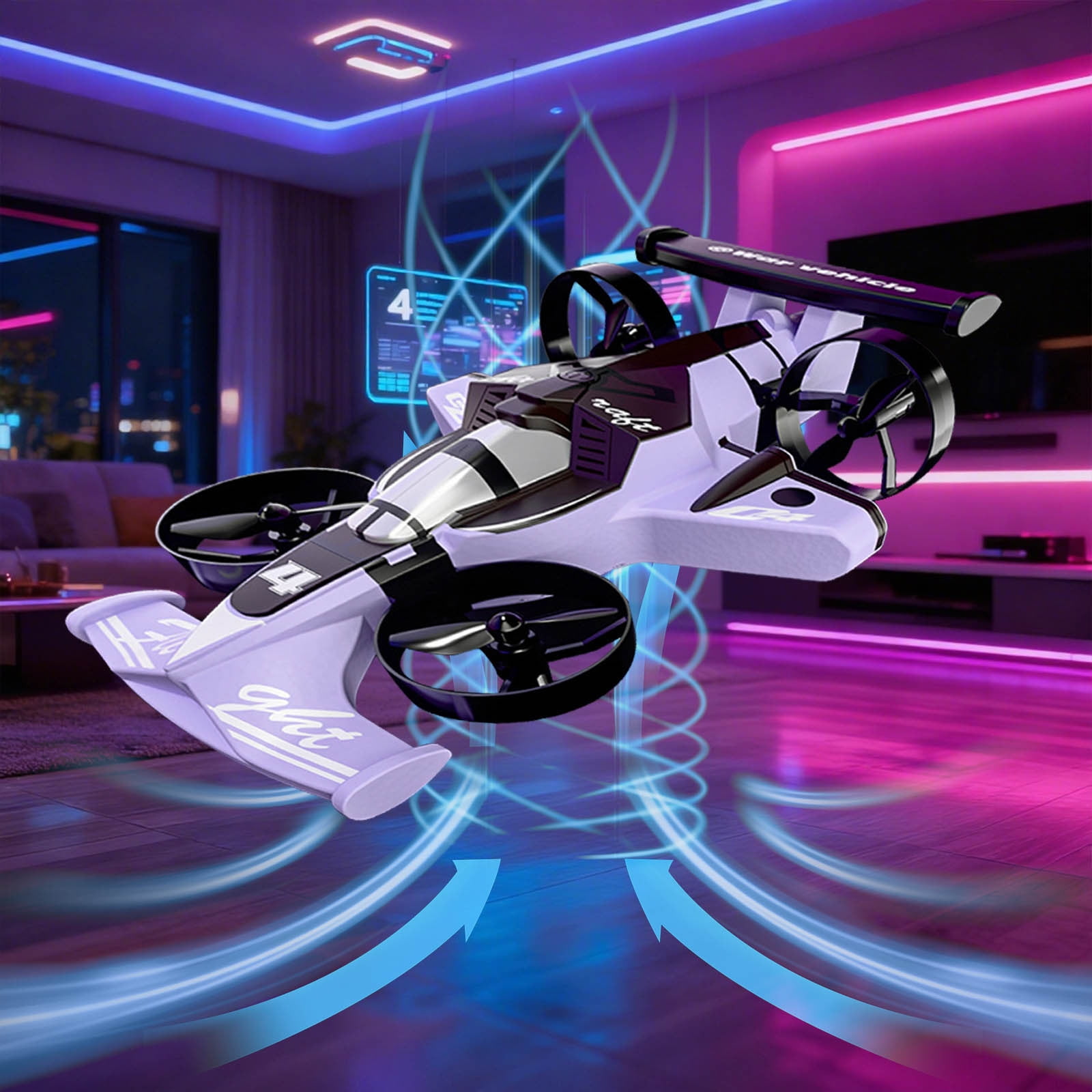 2-in-1 Air Flying RC Car, Qiopertar Under $5 Mode RC Car With Air Flying Remote Control Foam Stunt Car Sensor LED Lights Rechargeable Crash Toy For KidsAnd Adults