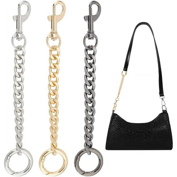 3 Colors Purse Chain Strap Extenders 5.9 Inch Metal Purse Chain Handle Handbag Shoulder Strap Extender Charm Women Bag Decoration Accessories for Shoulder Cross-Body Purse Clutch Handbag DIY