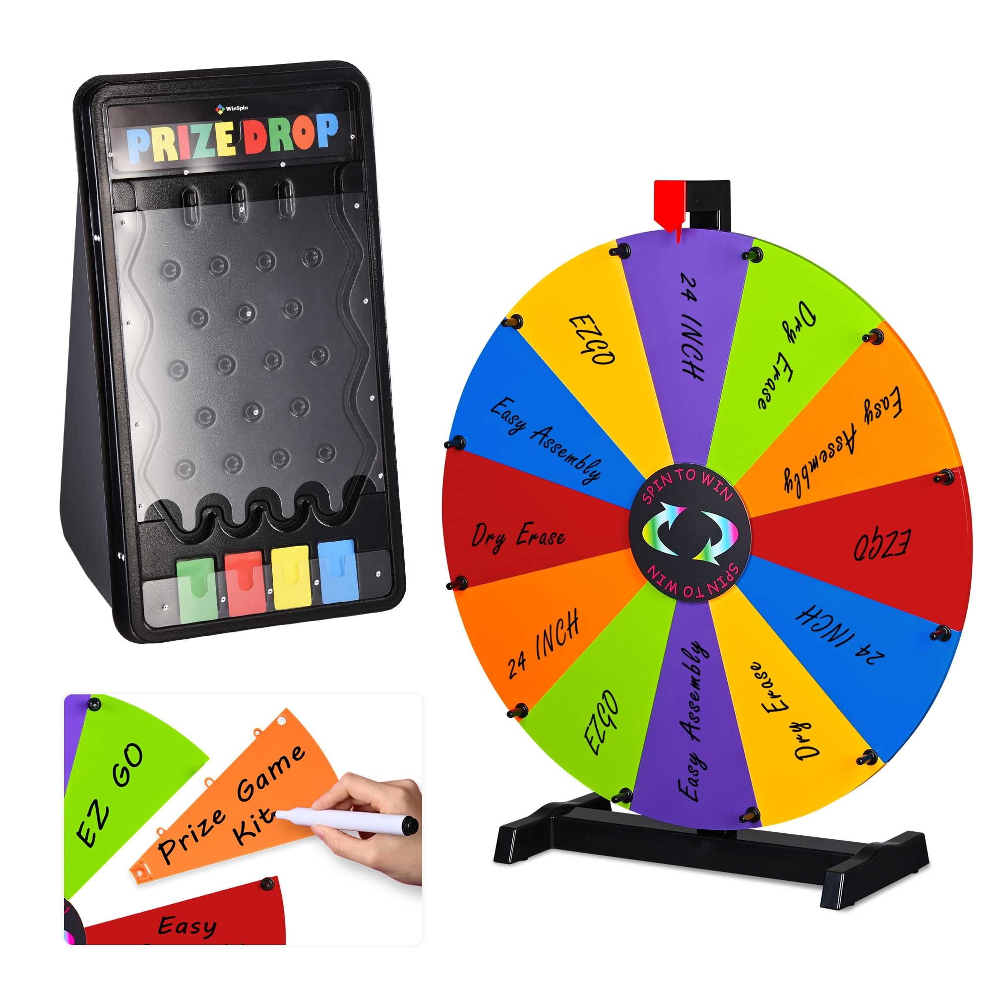 Roue porte-bonheur à tourner - 20 cm - Réutilisable - Roue à colle - 12 roues de prix - Roue de spinning effaçable - À personnaliser soi-même - Avec marqueur et support Roue porte-bonheur à tourner - 20 cm - Réutilisable - Roue à colle - 12 roues de prix - Roue de spinning effaçable - À personnaliser soi-même - Avec marqueur et support