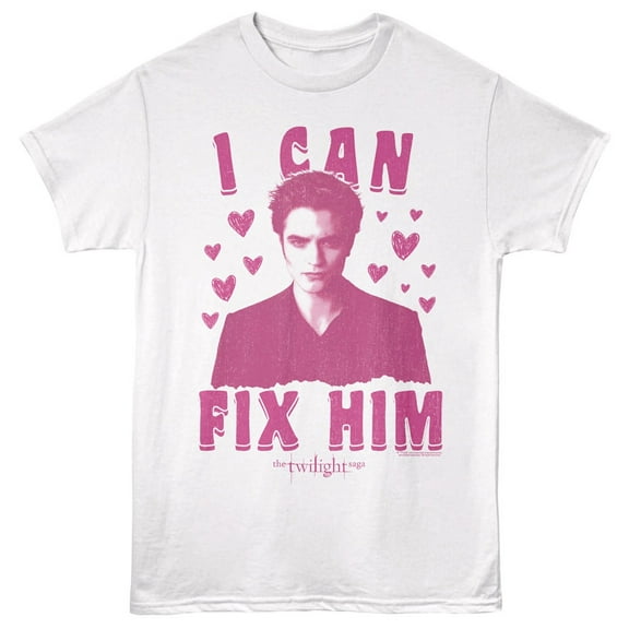Twilight Edward I can Fix Him Men's T Shirt (White, AdultS)