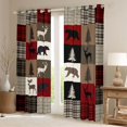 thumbnail image 3 of Feelyou Rustic Farmhouse Bear Black Out Curtains, Reindeer Moose Wildlife Curtains Pack of 2 (42x63 Each), Red Brown Square Plaid Bedroom Curtains, Curtains and Drapes Decor, 3 of 7
