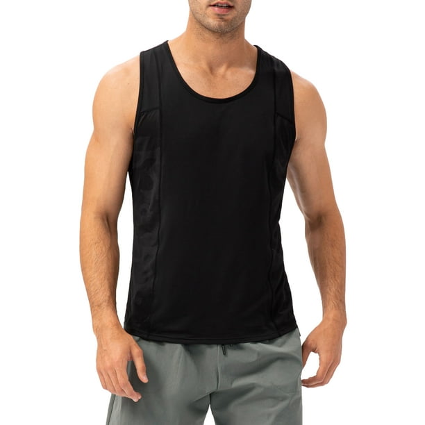 Chaleco deportivo para hombre sin mangas de secado rápido para correr Fitness camisetas sin mangas Abanopi Negro/S